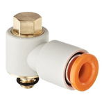 SMC KQ2 Series Elbow Threaded Adaptor, UNF 10-32 Male to Push In 1/4 in, Threaded-to-Tube Connection Style
