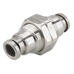 SMC KQG2 Series Bulkhead Tube-to-Tube Adaptor, Push In 1/4 in to Push In 1/4 in, Tube-to-Tube Connection Style