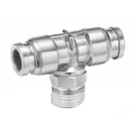 SMC KQG2 Series Tee Threaded Adaptor, Push In 8 mm to Push In 8 mm, Threaded-to-Tube Connection Style