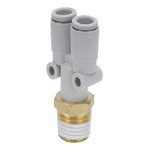 SMC KQ2 Series Y Threaded Adaptor, Push In 6 mm to Push In 6 mm, Threaded-to-Tube Connection Style