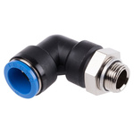 Festo QS Series Elbow Threaded Adaptor, G 3/8 Male to Push In 16 mm, Threaded-to-Tube Connection Style, 186348