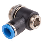 Festo QS Series Elbow Threaded Adaptor, G 3/8 Male to Push In 8 mm, Threaded-to-Tube Connection Style, 186152
