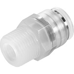 Festo NPQP Series Straight Threaded Adaptor, R 1/8 Male to Push In 6 mm, Threaded-to-Tube Connection Style, 133043