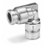 SMC KQG2 Series Elbow Threaded Adaptor, R 1/4 Male to Push In 4 mm, Threaded-to-Tube Connection Style