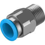 Festo Straight Threaded Adaptor, R 1/2 Male to Push In 16 mm, Threaded-to-Tube Connection Style, 130685
