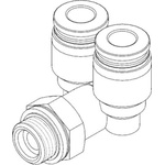 Festo Y Threaded Adaptor, Push In 12 mm to Push In 12 mm, Threaded-to-Tube Connection Style, 186197