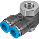 Festo Y Threaded Adaptor, Push In 10 mm to Push In 10 mm, Threaded-to-Tube Connection Style, 186215