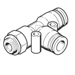 Festo Tee Threaded Adaptor, Push In 16 mm to Push In 16 mm, Threaded-to-Tube Connection Style, 186178