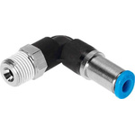 Festo Elbow Threaded Adaptor, R 1/4 Male to Push In 10 mm, Threaded-to-Tube Connection Style, 153435