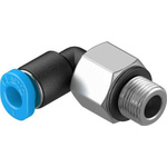 Festo Elbow Threaded Adaptor, M5 Male to Push In 2 mm, Threaded-to-Tube Connection Style, 133031