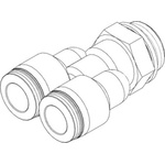 Festo Y Threaded Adaptor, Push In 12 mm to Push In 12 mm, Threaded-to-Tube Connection Style, 186188