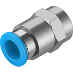 Festo Straight Threaded Adaptor, G 3/8 Female to Push In 12 mm, Threaded-to-Tube Connection Style, 130717
