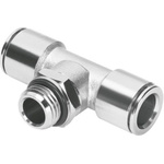 Festo Tee Threaded Adaptor, Push In 4 mm to Push In 4 mm, Threaded-to-Tube Connection Style, 558736