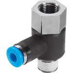 Festo Tee Threaded Adaptor, R 1/8 Female to Push In 8 mm, Threaded-to-Tube Connection Style, 153185