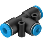 Festo QST-6-4-100 Series Tee Tube-to-Tube Adaptor Push In 4 mm, Push In 6 mm, Tube-to-Tube Connection Style, 130820