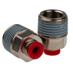 Norgren PNEUFIT Series Straight Fitting, Push In 6 mm to R 1/2, Threaded-to-Tube Connection Style