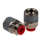 Norgren PNEUFIT Series Straight Fitting, Push In 8 mm to R 1/2, Threaded-to-Tube Connection Style