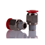 Norgren, Push In 12 mm to R 1/4, Threaded-to-Tube Connection Style