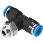 Festo QS Series T Fitting, G 1/4 Male to Push In 8 mm, Threaded-to-Tube Connection Style, 186161