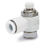 SMC AS Series Elbow Fitting, R 1/8 to Push In 6 mm, Threaded-to-Tube Connection Style