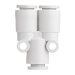 SMC KQ2 Series Union Y, Push In 6 mm to Push In 6 mm, Tube-to-Tube Connection Style