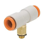 SMC KQ2 Series Tee Threaded Adaptor, Push In 5/32 in to Push In 5/32 in, Threaded-to-Tube Connection Style