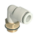 SMC KQ2 Series Elbow Threaded Adaptor, G 3/8 Male to Push In 10 mm, Threaded-to-Tube Connection Style