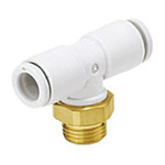 SMC KQ2 Series Tee Threaded Adaptor, Push In 10 mm to Push In 10 mm, Threaded-to-Tube Connection Style