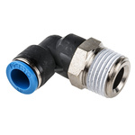 Festo QS Series Elbow Threaded Adaptor, R 1/2 Male to Push In 10 mm, Threaded-to-Tube Connection Style, 190661