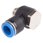 Festo QS Series Elbow Threaded Adaptor, G 1/4 Male to Push In 10 mm, Threaded-to-Tube Connection Style, 186143