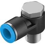 Festo Elbow Threaded Adaptor, R 1/4 Male to Push In 10 mm, Threaded-to-Tube Connection Style, 130754