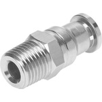 Festo Straight Threaded Adaptor, R 1/8 Male to Push In 4 mm, Threaded-to-Tube Connection Style, 132643