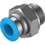 Festo Straight Threaded Adaptor, G 1/4 Male to Push In 8 mm, Threaded-to-Tube Connection Style, 132040