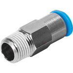 Festo Straight Threaded Adaptor, R 1/8 Male to Push In 8 mm, Threaded-to-Tube Connection Style, 153422