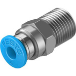 Festo Straight Threaded Adaptor, R 1/8 Male to Push In 4 mm, Threaded-to-Tube Connection Style, 130674