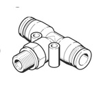 Festo Tee Threaded Adaptor, Push In 16 mm to Push In 16 mm, Threaded-to-Tube Connection Style, 186349