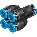 Festo QSQ Series Double Y Tube-to-Tube Adaptor Push In 8 mm, Push In 6 mm to Push In 6 mm, 153210