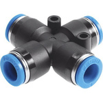 Festo QSX Series Cross Tube-to-Tube Adaptor, Push In 10 mm to Push In 10 mm, 153286
