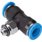Festo Tee Threaded Adaptor, Push In 4 mm to Push In 4 mm, Threaded-to-Tube Connection Style, 130784