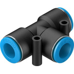 Festo QST-12-20 Series Tee Tube-to-Tube Adaptor, Push In 12 mm to Push In 12 mm, Tube-to-Tube Connection Style, 130806
