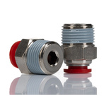 Norgren Straight Fitting, Push In 8 mm to R 3/8, Threaded-to-Tube Connection Style, C01250838