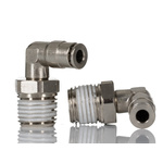 Norgren PNEUFIT 10 Series Elbow Fitting, R 1/4 Male to Push In 4 mm, Threaded-to-Tube Connection Style, 10147