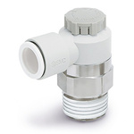 SMC AS Series Elbow Fitting, M5 x 0.8 to Push In 6 mm, Threaded-to-Tube Connection Style