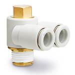 SMC KQ2 Series Elbow Fitting, M5 x 0.8 to Push In 4 mm, Threaded-to-Tube Connection Style
