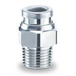 SMC KQB2 Series Male Connector, R 1/8 to Push In 10 mm, Threaded-to-Tube Connection Style
