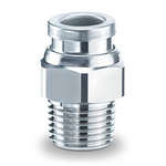 SMC KQB2 Series Male Connector, R 1/4 to Push In 12 mm, Threaded-to-Tube Connection Style