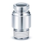 SMC KQB2 Series Hexagon Socket Head Male Connector, G 1/8 to Push In 8 mm, Threaded-to-Tube Connection Style