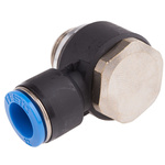 Festo QS Series Elbow Threaded Adaptor, G 1/2 Male to Push In 12 mm, Threaded-to-Tube Connection Style, 186146