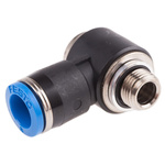 Festo QS Series Elbow Threaded Adaptor, G 1/8 Male to Push In 8 mm, Threaded-to-Tube Connection Style, 186150