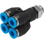 Festo QSQ Series Double Y Threaded-to Tube Adaptor, Push In 6 mm to Push In 6 mm, 186263